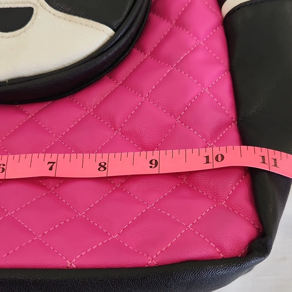 Betsey Johnson Frenchie Puppy Dog Backpack. Quilted Pink Black White. Size 13x11